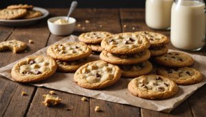 Cookies moelleux au chocolat faits maison refroidissant sur une plaque